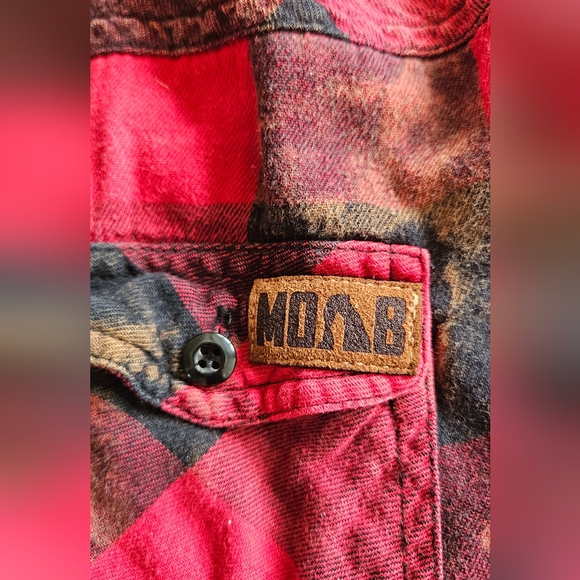 Custom Red and Black Plaid Flannel Shirt Kids L/ womens/xs - Picture 2 of 5